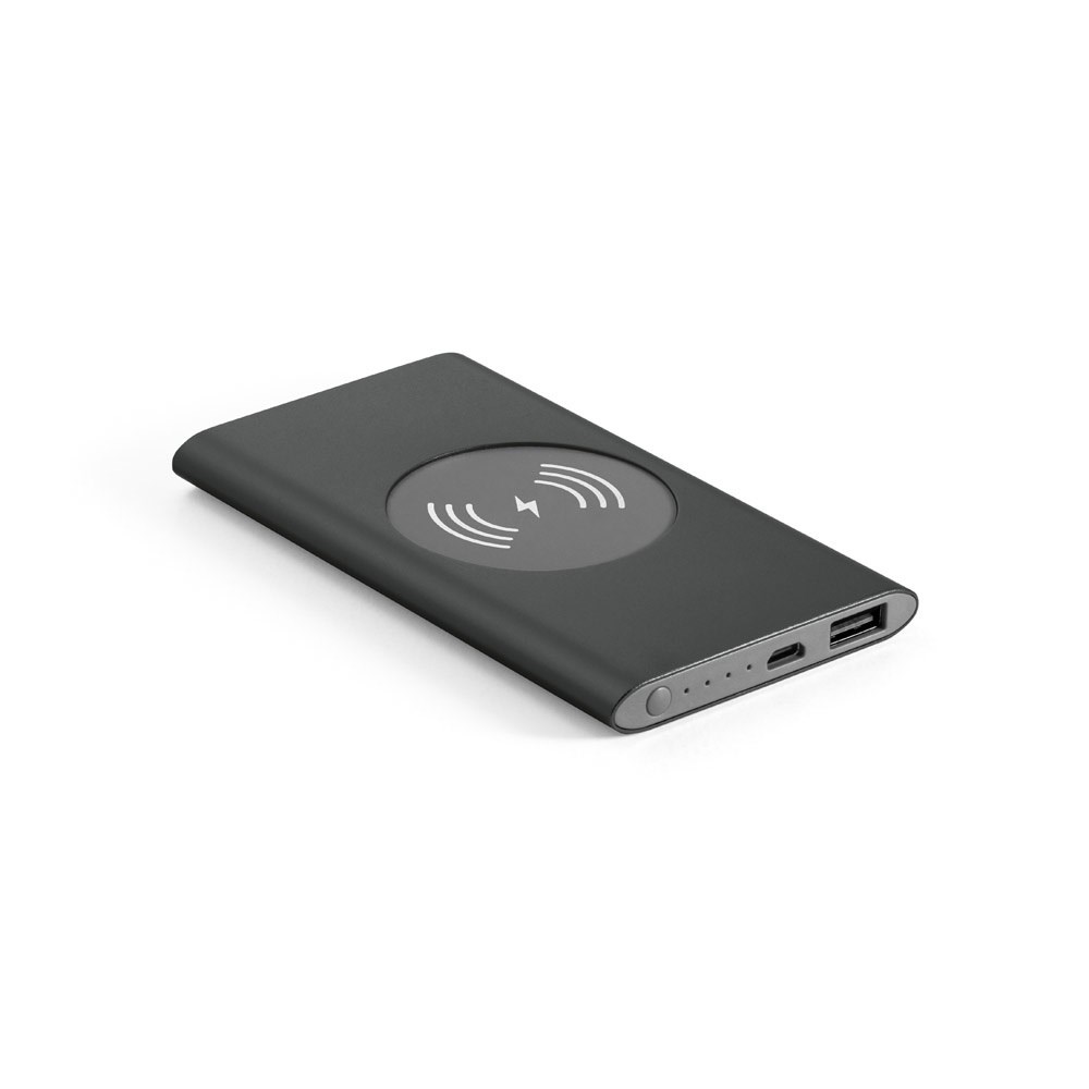 CASSINI. Powerbank 4'000 mAh mit 5W wireless Ladegerät aus Recyceltes Aluminium (100 % rAL)