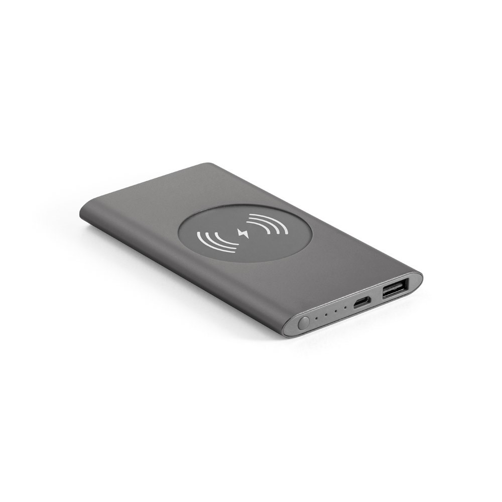 CASSINI. Powerbank 4'000 mAh mit 5W wireless Ladegerät aus Recyceltes Aluminium (100 % rAL)